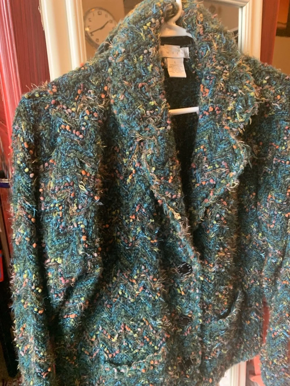 TWEEDS vintage women’s knit sweater blazer sz L - Picture 6 of 13